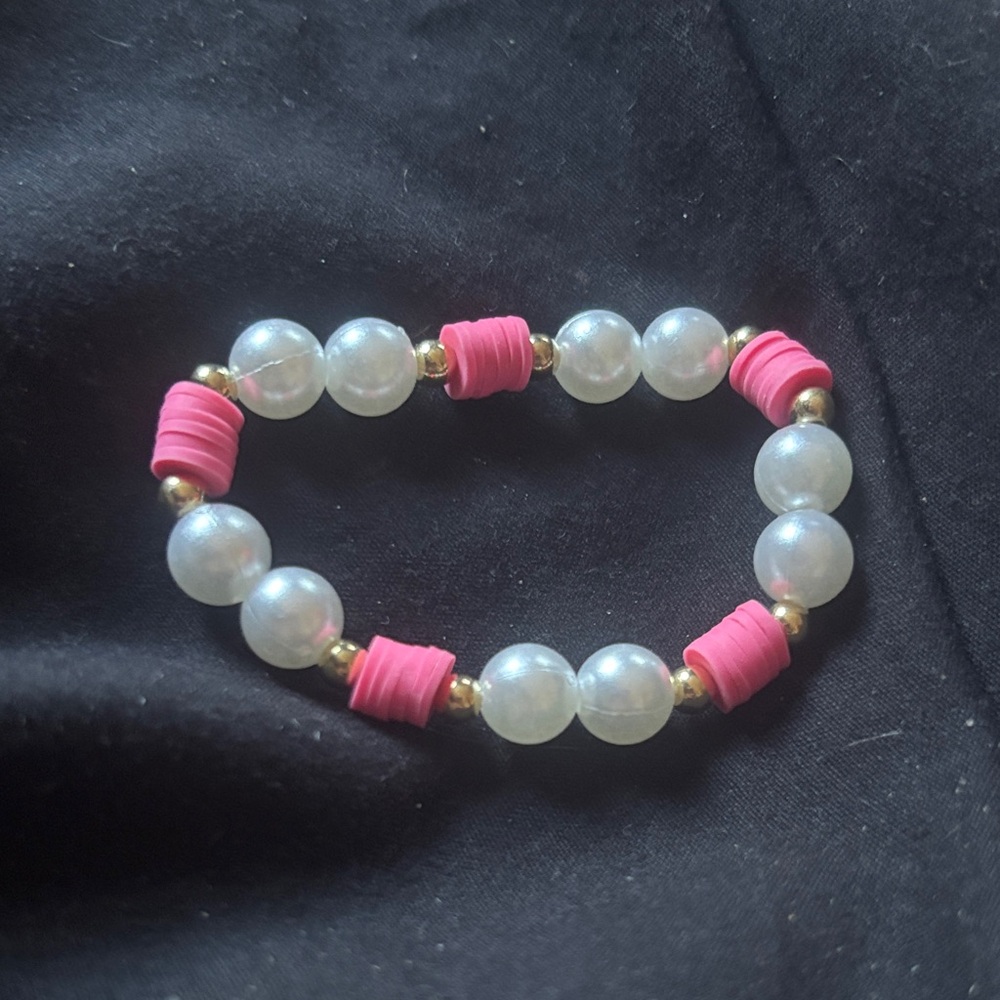 Pink and Gold Kids Beaded Bracelet